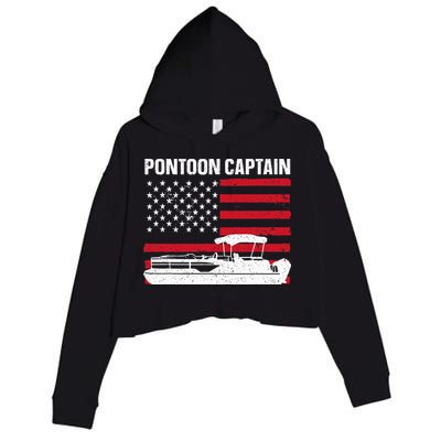 Cool Pontoon Captain Art Pontoon Boat Captain Crop Fleece Hoodie