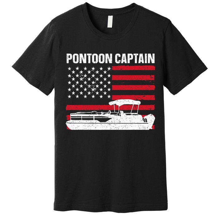 Cool Pontoon Captain Art Pontoon Boat Captain Premium T-Shirt