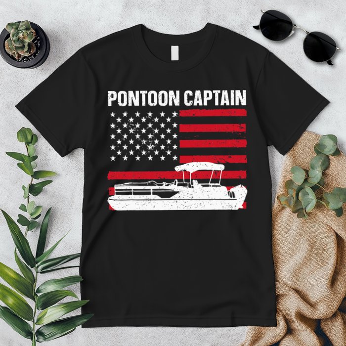 Cool Pontoon Captain Art Pontoon Boat Captain Premium T-Shirt