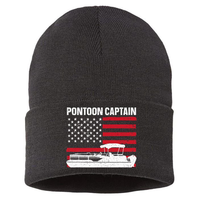 Cool Pontoon Captain Art Pontoon Boat Captain Sustainable Knit Beanie