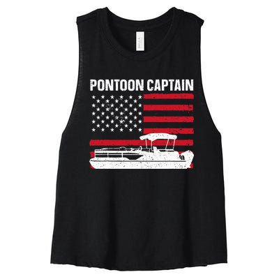 Cool Pontoon Captain Art Pontoon Boat Captain Women's Racerback Cropped Tank