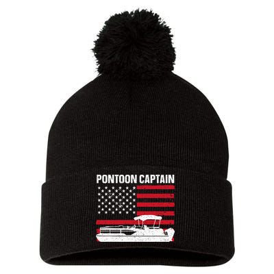 Cool Pontoon Captain Art Pontoon Boat Captain Pom Pom 12in Knit Beanie