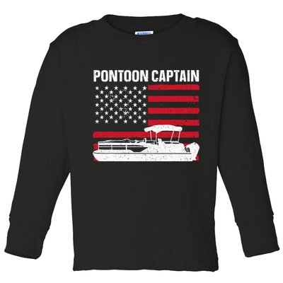 Cool Pontoon Captain Art Pontoon Boat Captain Toddler Long Sleeve Shirt
