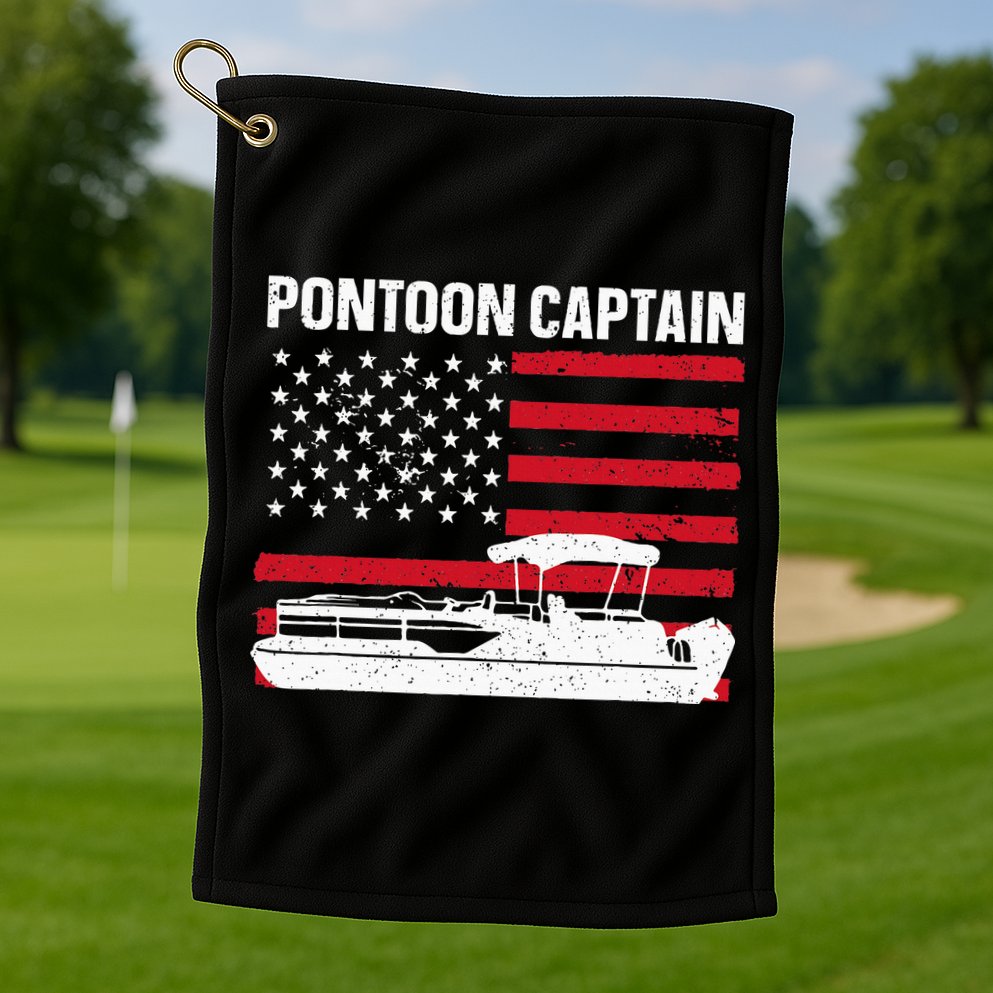 Cool Pontoon Captain Art Pontoon Boat Captain Golf Towel