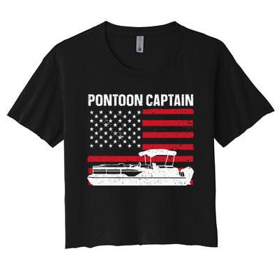 Cool Pontoon Captain Art Pontoon Boat Captain Women's Crop Top Tee