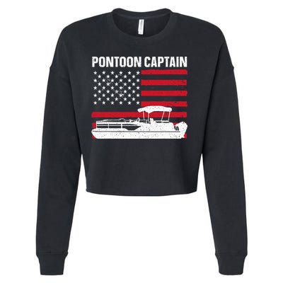 Cool Pontoon Captain Art Pontoon Boat Captain Cropped Pullover Crew