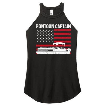 Cool Pontoon Captain Art Pontoon Boat Captain Women’s Perfect Tri Rocker Tank