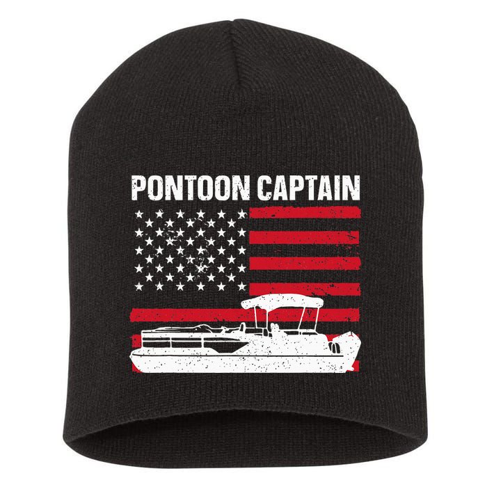 Cool Pontoon Captain Art Pontoon Boat Captain Short Acrylic Beanie
