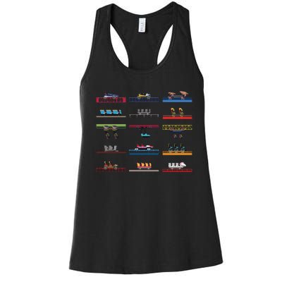 Cedar Poiint Coaster Cars Design Women's Racerback Tank