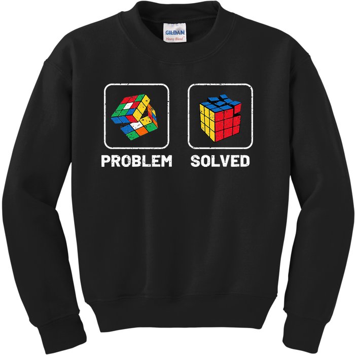 Competitive Puzzle Cube Problem Solved Speed Cubing Kids Sweatshirt