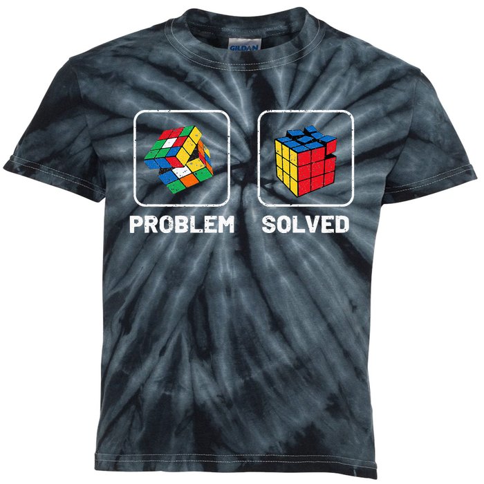 Competitive Puzzle Cube Problem Solved Speed Cubing Kids Tie-Dye T-Shirt