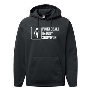 Cool Pickleball Coach With Saying Pickleball Injury Survivor Performance Fleece Hoodie