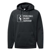 Cool Pickleball Coach With Saying Pickleball Injury Survivor Performance Fleece Hoodie