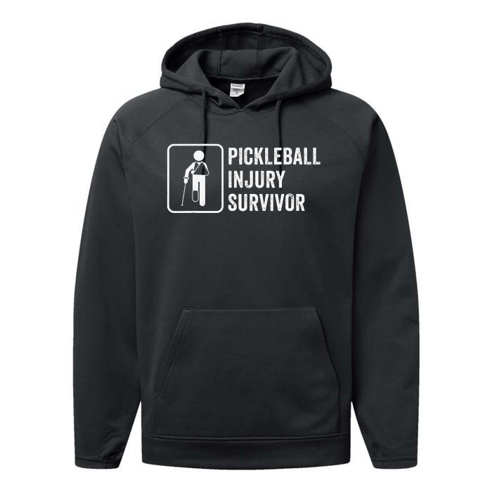 Cool Pickleball Coach With Saying Pickleball Injury Survivor Performance Fleece Hoodie