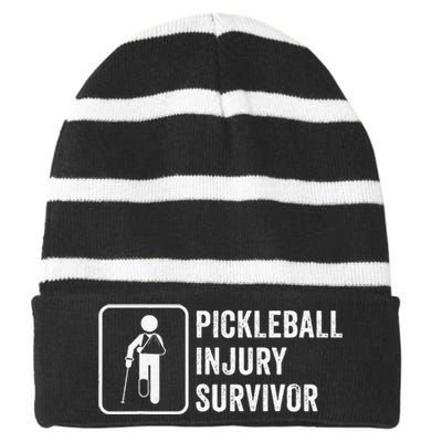 Cool Pickleball Coach With Saying Pickleball Injury Survivor Striped Beanie with Solid Band