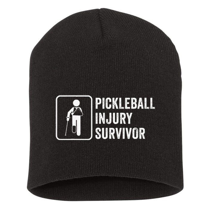 Cool Pickleball Coach With Saying Pickleball Injury Survivor Short Acrylic Beanie