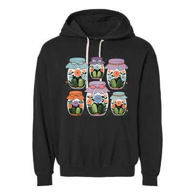 Canned Pickle Coquette Wildflower Canning Season Pickle Jar Garment-Dyed Fleece Hoodie