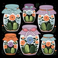 Canned Pickle Coquette Wildflower Canning Season Pickle Jar Flat Bill Trucker Hat