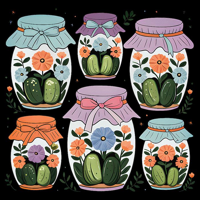 Canned Pickle Coquette Wildflower Canning Season Pickle Jar Flat Bill Trucker Hat