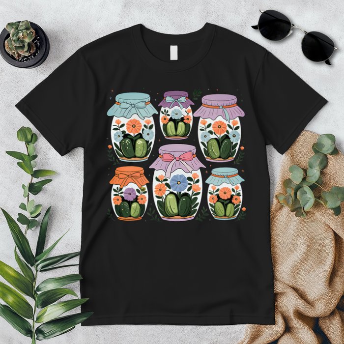 Canned Pickle Coquette Wildflower Canning Season Pickle Jar Premium T-Shirt