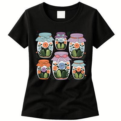 Canned Pickle Coquette Wildflower Canning Season Pickle Jar Womens T-Shirt