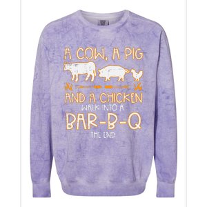 Cow Pig Chicken Walk Bar B Q Bbq Barbecue Grilling Colorblast Crewneck Sweatshirt