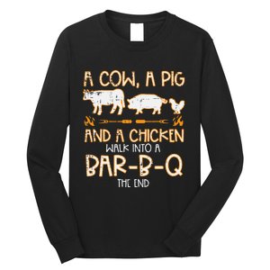 Cow Pig Chicken Walk Bar B Q Bbq Barbecue Grilling Long Sleeve Shirt