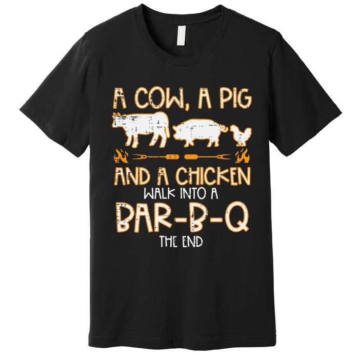 Cow Pig Chicken Walk Bar B Q Bbq Barbecue Grilling Premium T-Shirt