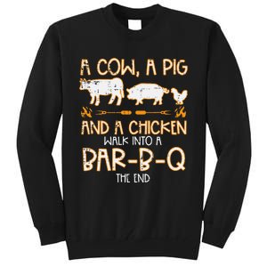 Cow Pig Chicken Walk Bar B Q Bbq Barbecue Grilling Tall Sweatshirt