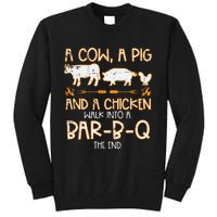 Cow Pig Chicken Walk Bar B Q Bbq Barbecue Grilling Tall Sweatshirt