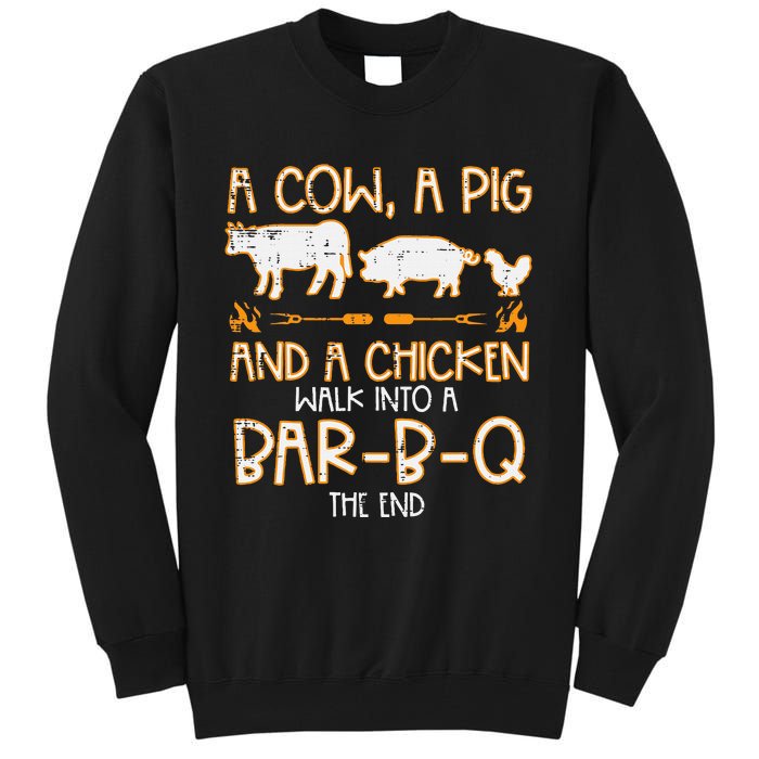 Cow Pig Chicken Walk Bar B Q Bbq Barbecue Grilling Tall Sweatshirt