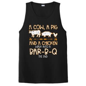 Cow Pig Chicken Walk Bar B Q Bbq Barbecue Grilling PosiCharge Competitor Tank