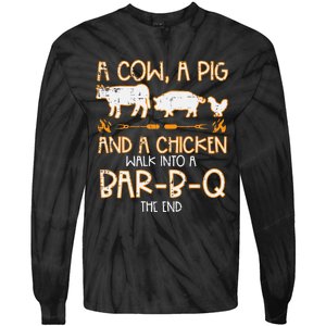 Cow Pig Chicken Walk Bar B Q Bbq Barbecue Grilling Tie-Dye Long Sleeve Shirt