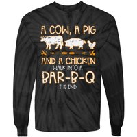 Cow Pig Chicken Walk Bar B Q Bbq Barbecue Grilling Tie-Dye Long Sleeve Shirt