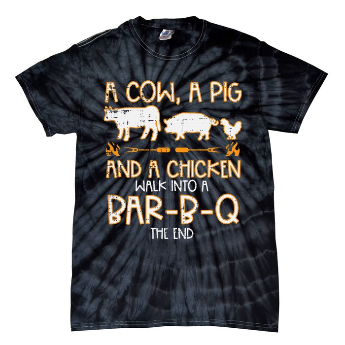 Cow Pig Chicken Walk Bar B Q Bbq Barbecue Grilling Tie-Dye T-Shirt