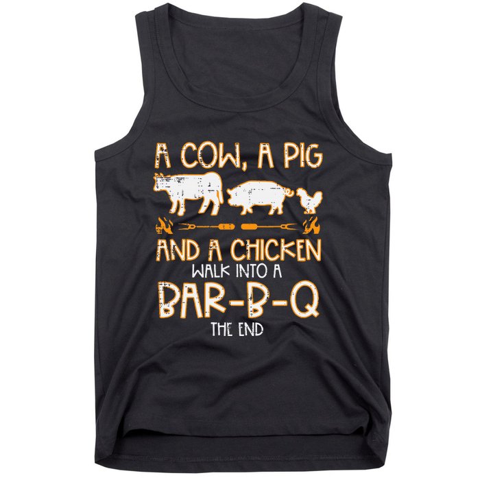 Cow Pig Chicken Walk Bar B Q Bbq Barbecue Grilling Tank Top