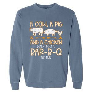 Cow Pig Chicken Walk Bar B Q Bbq Barbecue Grilling Garment-Dyed Sweatshirt