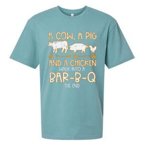 Cow Pig Chicken Walk Bar B Q Bbq Barbecue Grilling Sueded Cloud Jersey T-Shirt