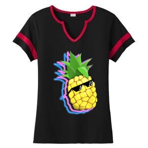 Cool Pineapple Ladies Halftime Notch Neck Tee