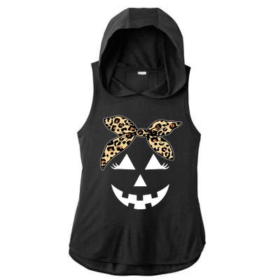 Cheetah Pumpkin Cute Halloween Ladies PosiCharge Tri-Blend Wicking Draft Hoodie Tank