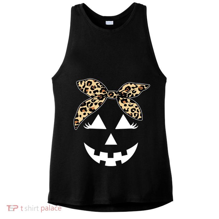 Cheetah Pumpkin Cute Halloween Ladies PosiCharge Tri-Blend Wicking Tank
