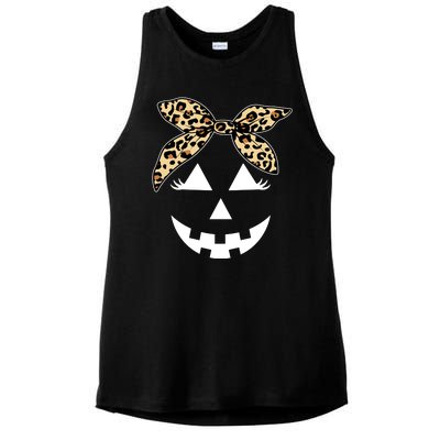 Cheetah Pumpkin Cute Halloween Ladies PosiCharge Tri-Blend Wicking Tank