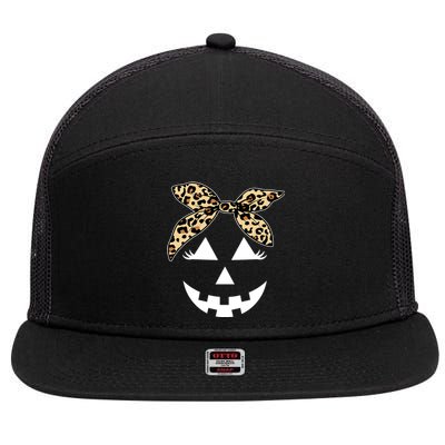 Cheetah Pumpkin Cute Halloween 7 Panel Mesh Trucker Snapback Hat