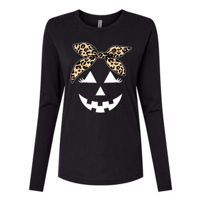 Cheetah Pumpkin Cute Halloween Womens Cotton Relaxed Long Sleeve T-Shirt