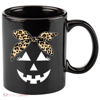 Cheetah Pumpkin Cute Halloween 11oz C Handle Ceramic Mug