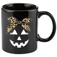 Cheetah Pumpkin Cute Halloween 11oz C Handle Ceramic Mug