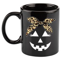 Cheetah Pumpkin Cute Halloween 11oz C Handle Ceramic Mug