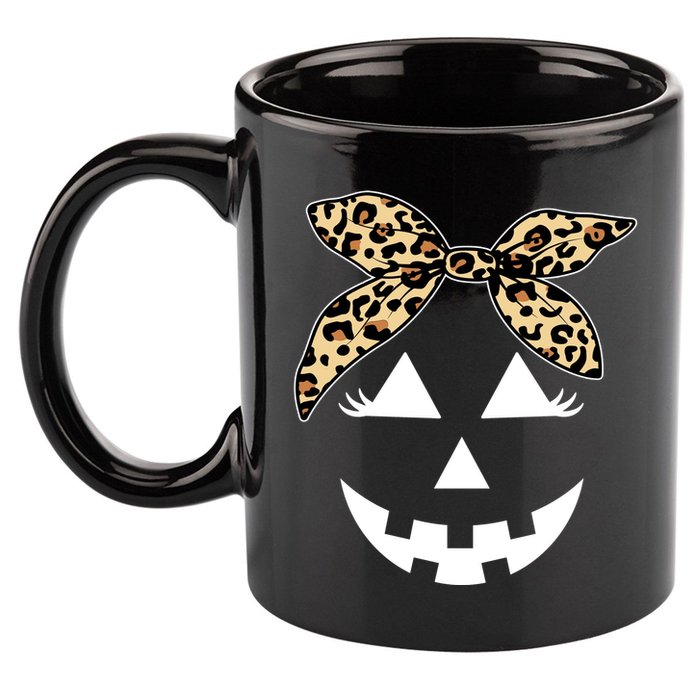 Cheetah Pumpkin Cute Halloween 11oz C Handle Ceramic Mug