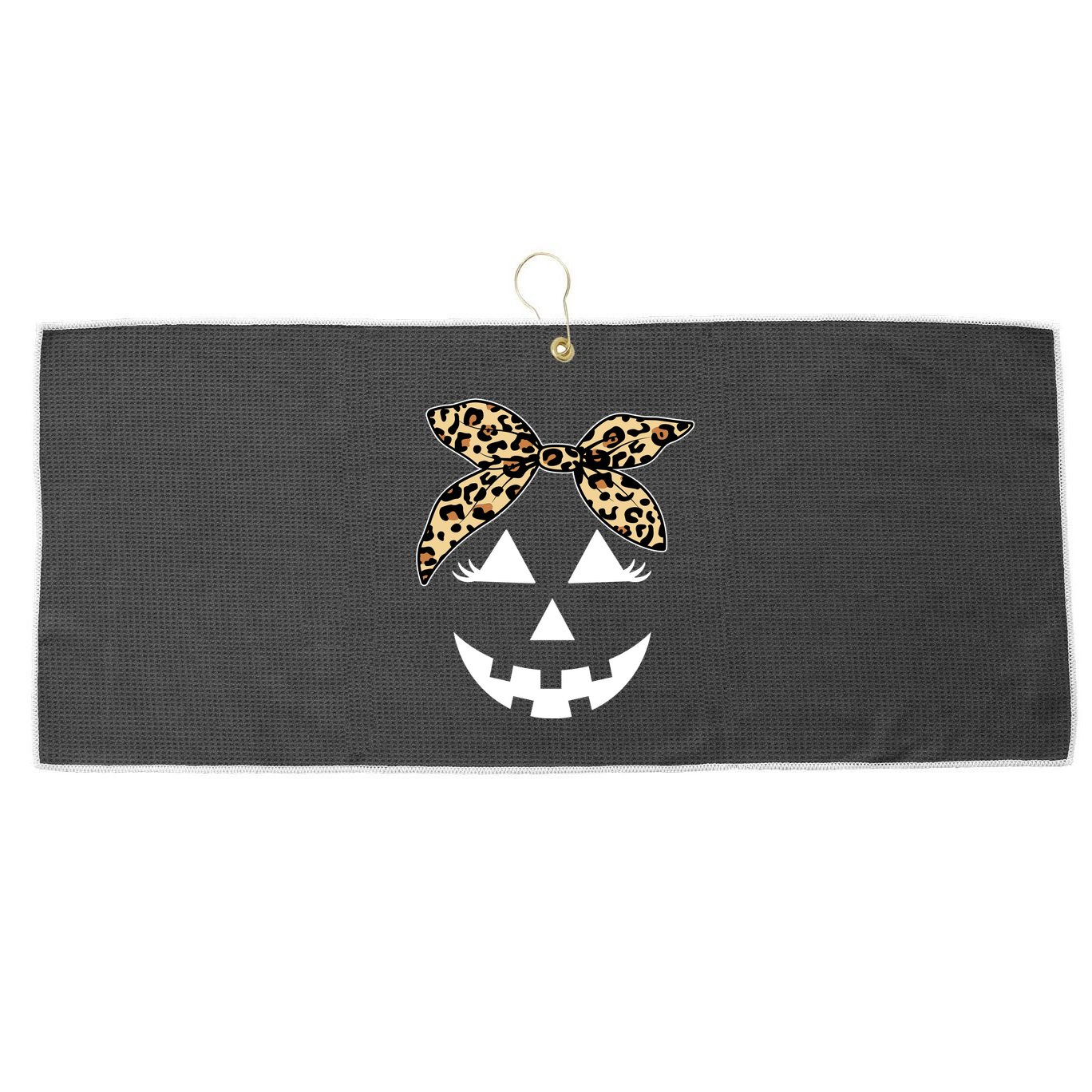 Cheetah Pumpkin Cute Halloween Large Microfiber Waffle Golf Towel