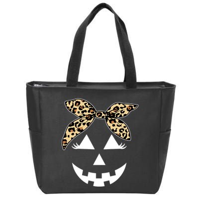 Cheetah Pumpkin Cute Halloween Zip Tote Bag